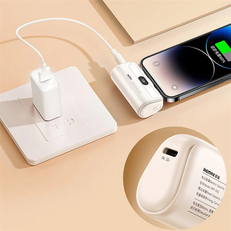 REMAX RPP-633 Série Capsule 2A iP Port 5000mAh Batterie Externe de Secours Charge Directe pour Téléphone - Rose