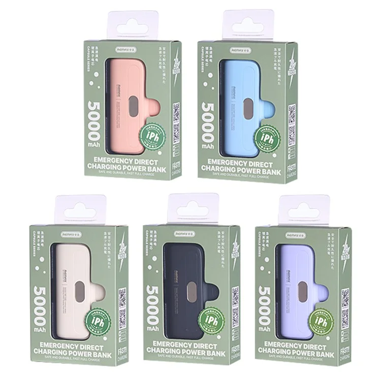 REMAX RPP-633 Série Capsule 2A iP Port 5000mAh Batterie Externe de Secours Charge Directe pour Téléphone - Rose