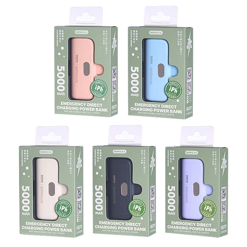 REMAX RPP-633 Capsule Series 2A iP Port 5000mAh Power Bank Emergency Direct Charge Phone Charger - Blue