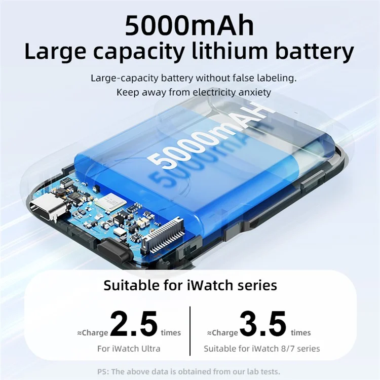PS-621 3-in-1 5000mAh Kabel-Powerbank für Uhr, Headset, Mobiltelefon - Tragbares Ladegerät - Schwarz