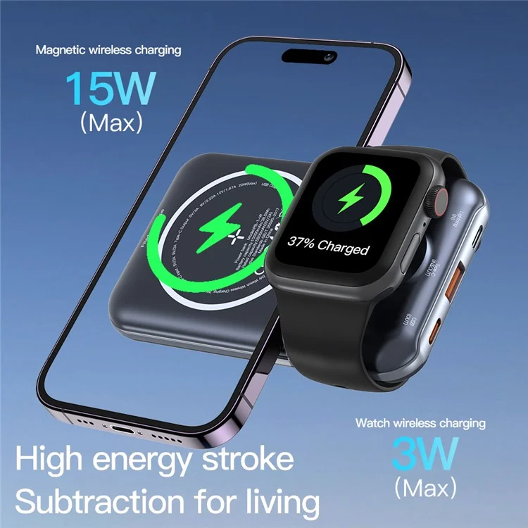 TOTU PB-1-W Магнитное беспроводное зарядное устройство для телефона 10000 мАч Power Bank Внешний аккумулятор для телефона - Серый