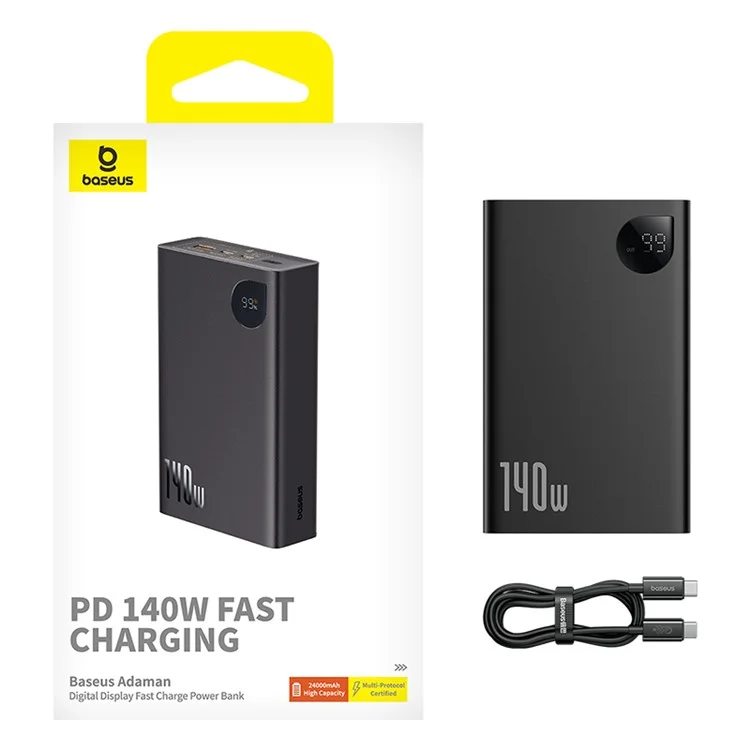 BASEUS Adaman Digital Display Power Bank 24000mAh 140W Portable Fast Charge Phone Battery Pack