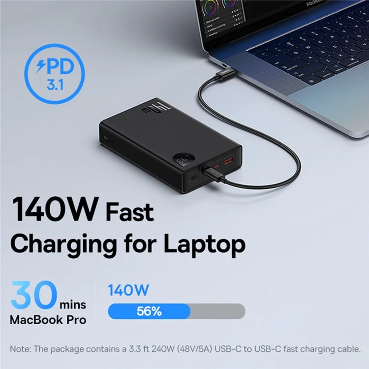 BASEUS Adaman Digital Display Power Bank 24000mAh 140W Portable Fast Charge Phone Battery Pack