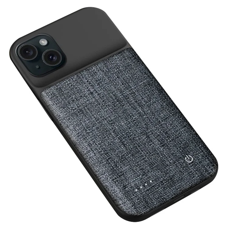 Para iPhone 15 Plus 6800mAh Capa Externa de Backup Caso Bateria de Carregamento de Energia Banco da Bateria de Banco de Alimentação de Pano de Oxford