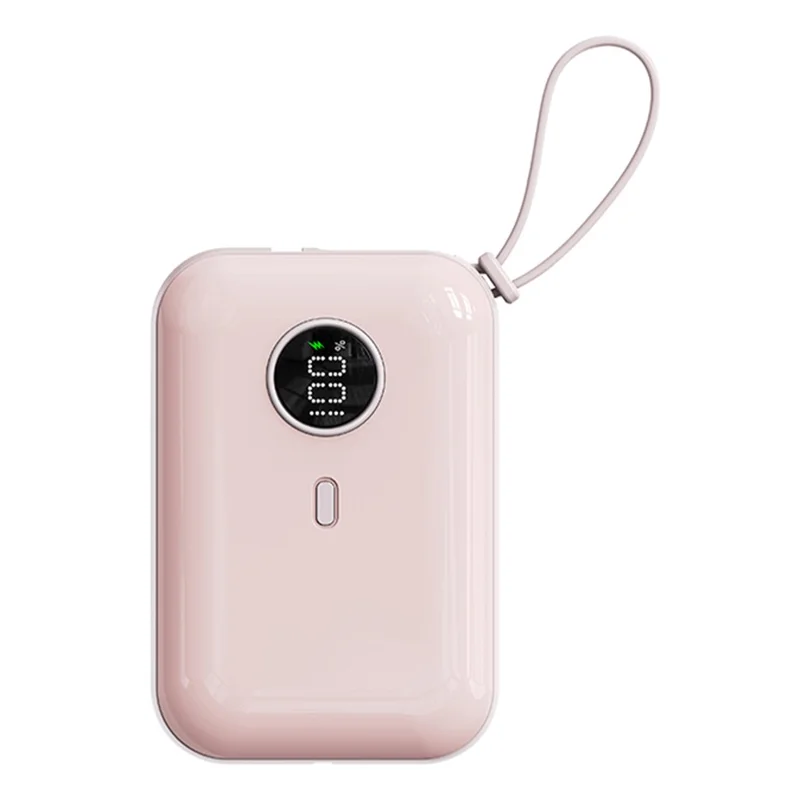 ZUZG 10000mAh Digital Display Power Bank with Type-C + iP Cable Support Fast Charging - Pink