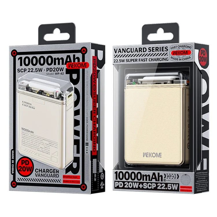 WEKOME WP-42 Serie Vanguard Gen7 Powerbank da 10000mAh con ricarica rapida a 22,5W - Giallo 