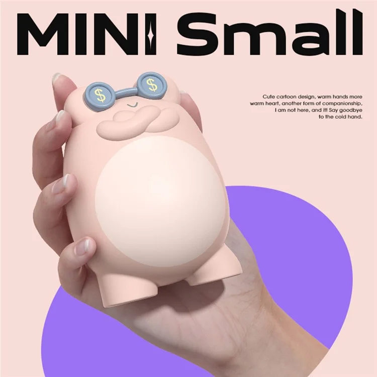 Cute Frog Shape Heating Power Bank 5600mAh Portable Phone Charger Hand Warmer Battery Pack - Purple