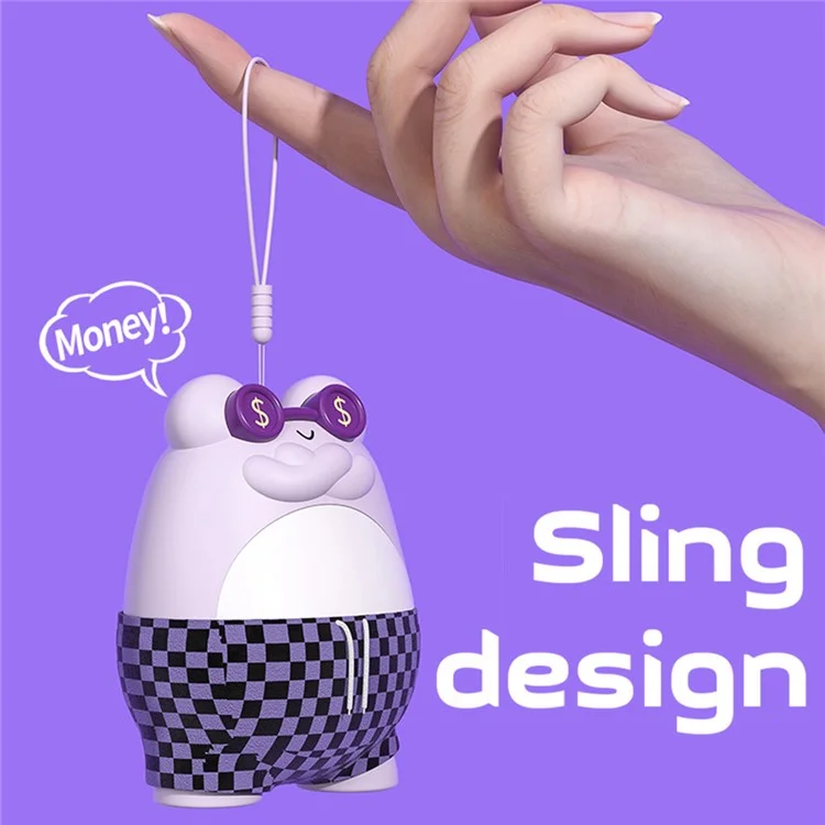 Cute Frog Shape Heating Power Bank 5600mAh Portable Phone Charger Hand Warmer Battery Pack - Purple