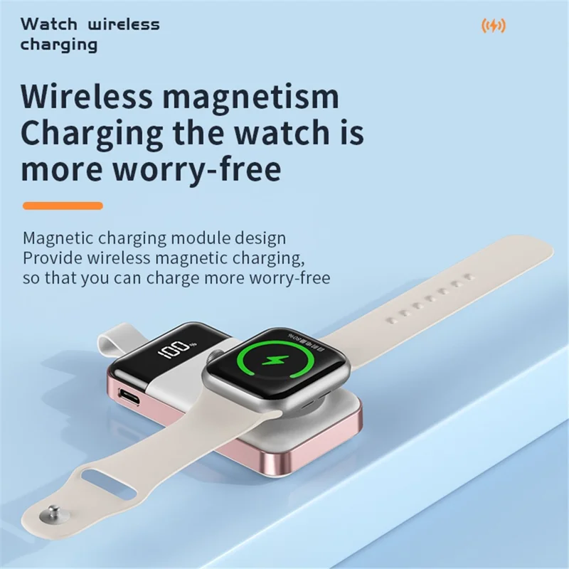 C06 For Apple Watch 2000mAh Portable Magnetic Wireless Charger Power Bank - Blue+White