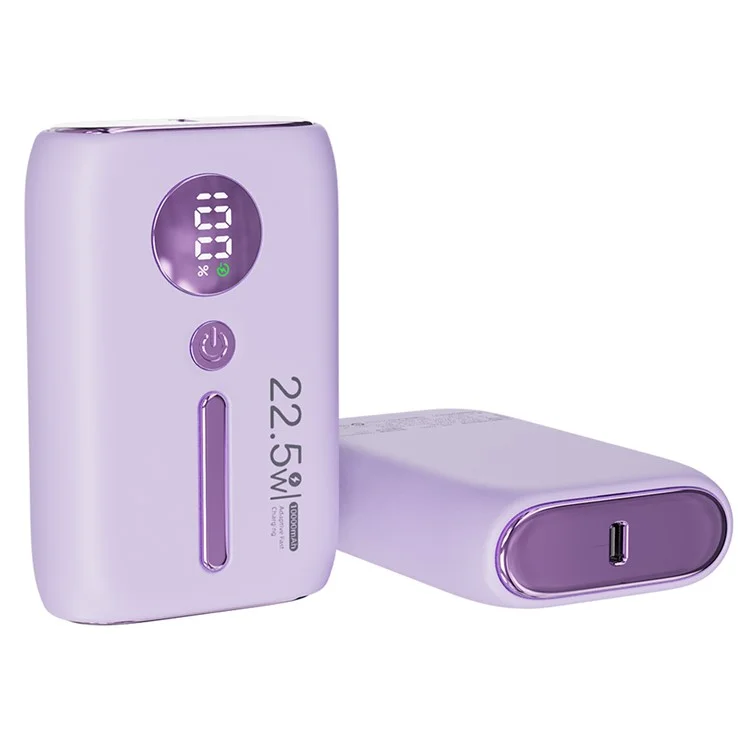 ROISKIN K0093 10000mAh Portable Power Bank Digital Display Cell Phone External Battery Pack - Purple