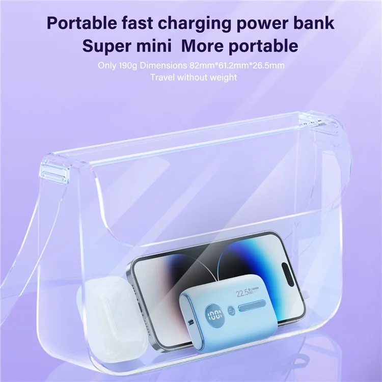 ROISKIN K0093 10000mAh Portable Power Bank Digital Display Cell Phone External Battery Pack - Sky Blue