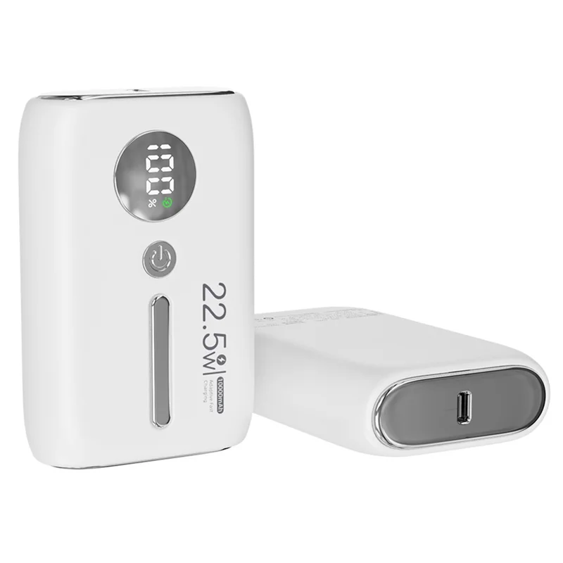 ROISKIN K0093 10000mAh Portable Power Bank Digital Display Cell Phone External Battery Pack - White