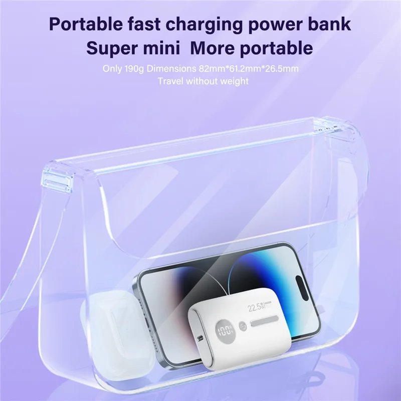 ROISKIN K0093 10000mAh Portable Power Bank Digital Display Cell Phone External Battery Pack - White