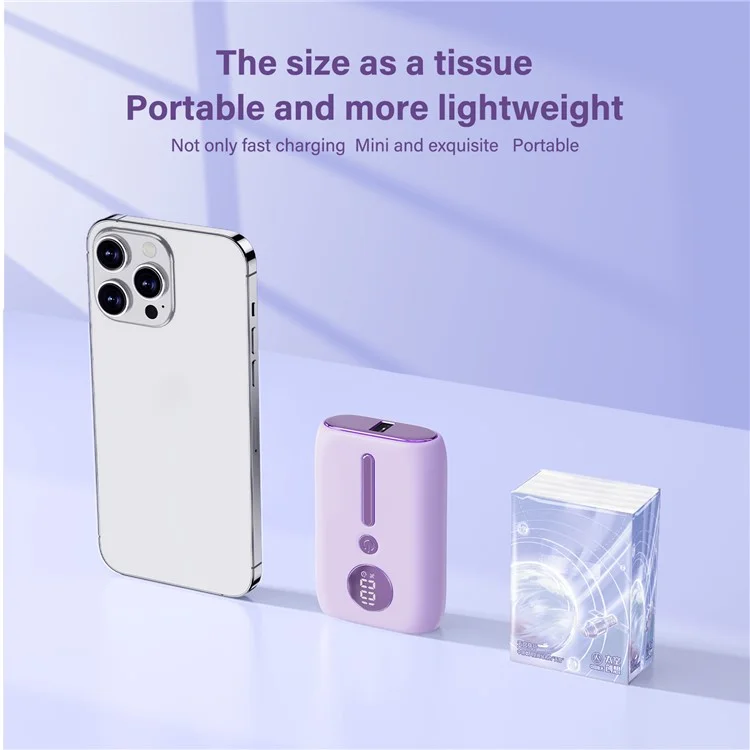 ROISKIN K0095 10000mAh Display Digitale Power Bank Caricatore Portatile per Cellulare Batteria Esterna - Bianco