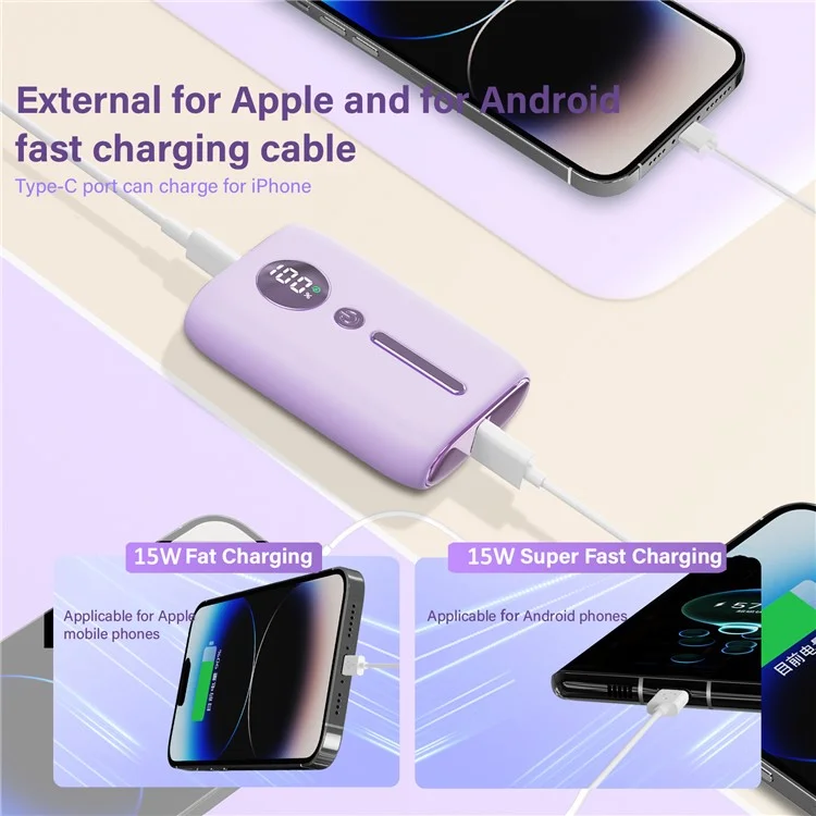 ROISKIN K0095 10000mAh Display Digitale Power Bank Caricatore Portatile per Cellulare Batteria Esterna - Bianco