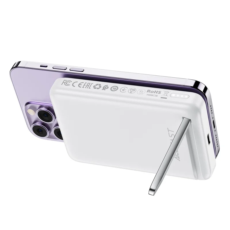 ACEFAST M6-10000 PD 20W Magnetic Wireless Charging 10000mAh Power Bank with Foldable Kickstand - White