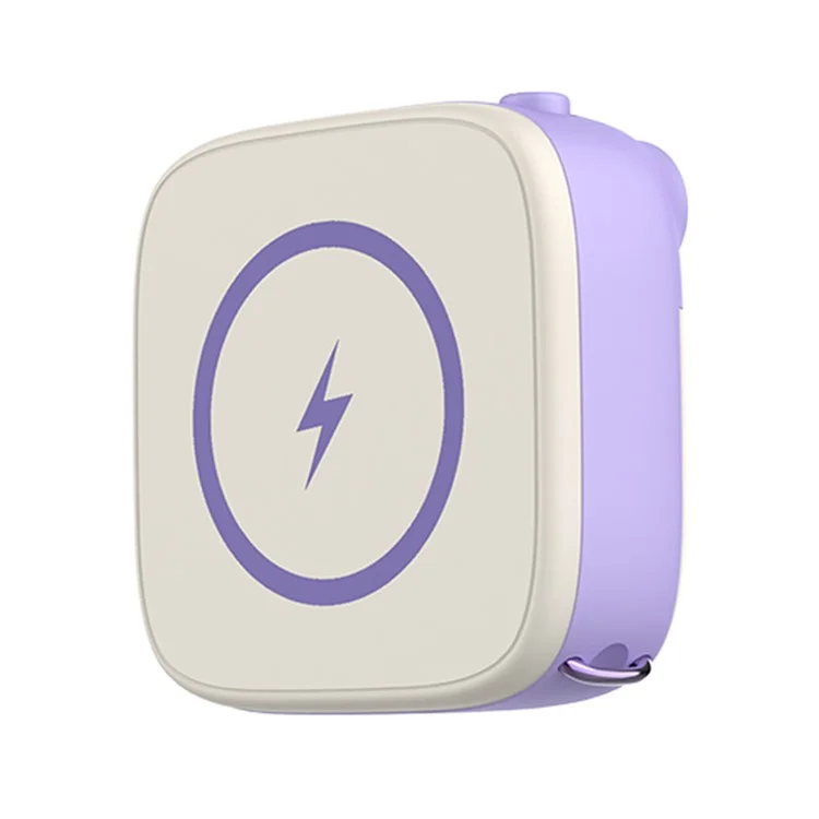 E53 Mobile Phone Portable Charger Smart Watch Mini 10000mAh Power Bank Support 15W Magnetic Wireless Charging - Purple