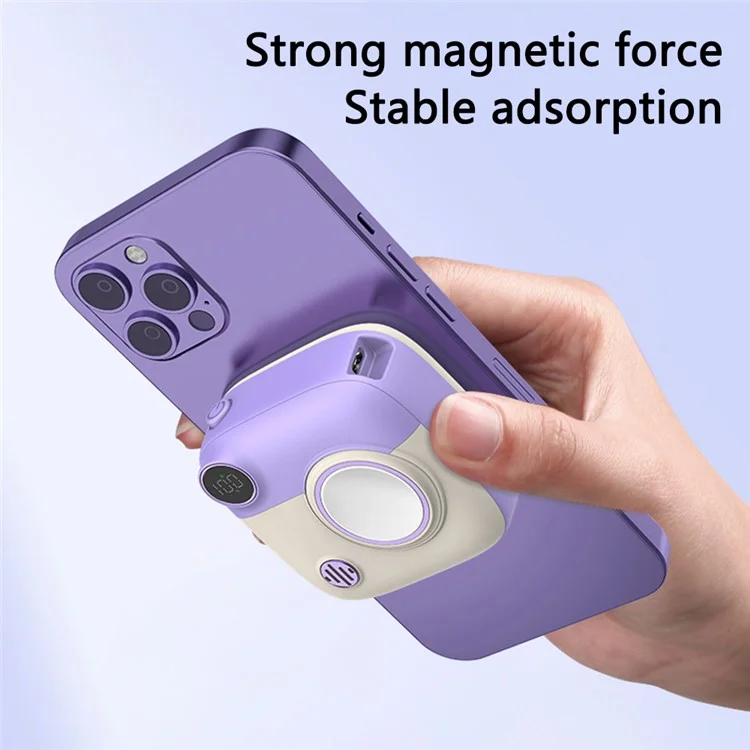 E53 Mobile Phone Portable Charger Smart Watch Mini 10000mAh Power Bank Support 15W Magnetic Wireless Charging - Purple