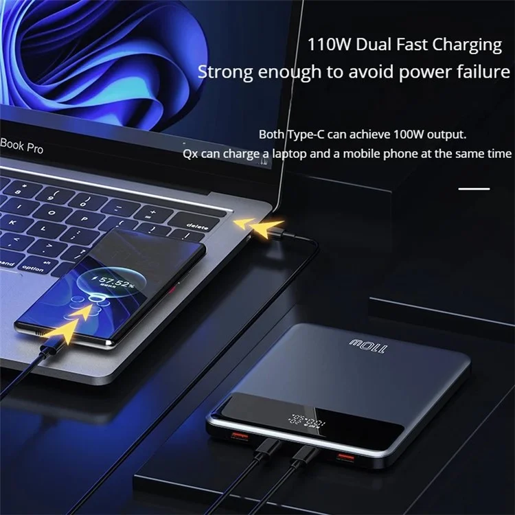 Batterie externe T153LP Super Fast Charging 20000mAh pour ordinateurs portables, téléphones portables
