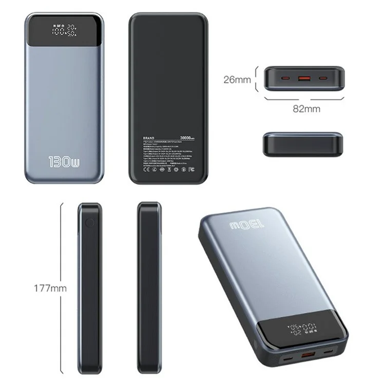 T152LP PD 130W Fast Charging Portable Power Bank 30000mAh External Battery Pack for Laptops, Cell Phone