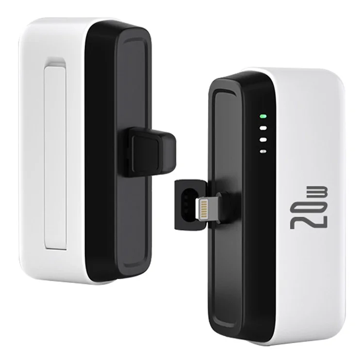 Carregador Portátil de Energia T160 iP PD 20W Mini Pocket Fast Carregador 5000mAh Bateria de Emergência para Celular - Branco
