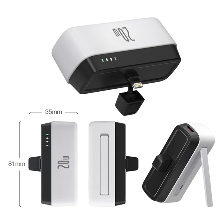 Carregador Portátil de Energia T160 iP PD 20W Mini Pocket Fast Carregador 5000mAh Bateria de Emergência para Celular - Branco