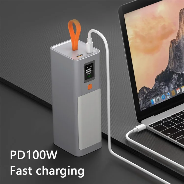 T133LP 40000mAh PD 100W Charge de Charge Rapide Téléphone Téléphone Chargeur de L'ordinateur Portable Batterie Externe Avec Lumière LED