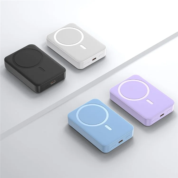 Batterie externe T156P PD 20W 10 000 mAh avec chargeur sans fil magnétique 15W et support pliable - Blanc