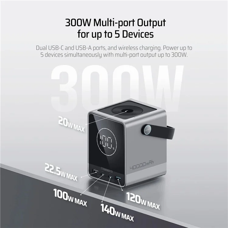 Banco de energía CUKTECH P01 de 40000 mAh con 2 USB + 2 Type-C, 300 W MAX P + Series Cargador de teléfono portátil Batería externa (Nº 30)