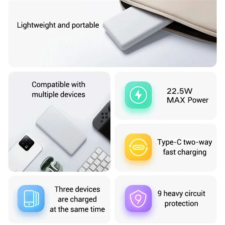 XIAOMI P16ZM 10000mAh 22.5W Versão Lite Powerbank Carregador de Bateria Externa para Celular