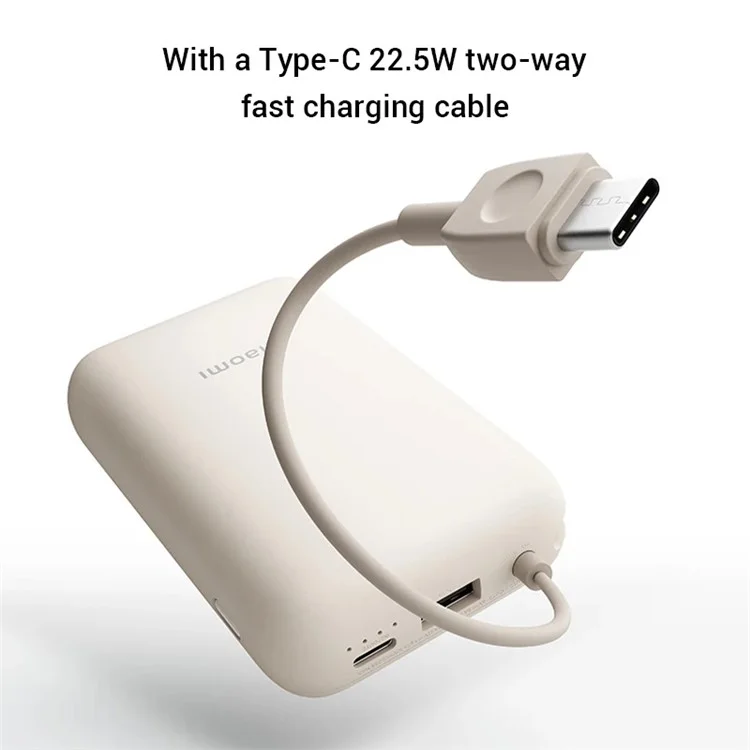 XIAOMI P15ZM Versão de bolso 10000mAh 22,5W Power Bank Bateria externa para celular com cabo Type-C - Light Coffee
