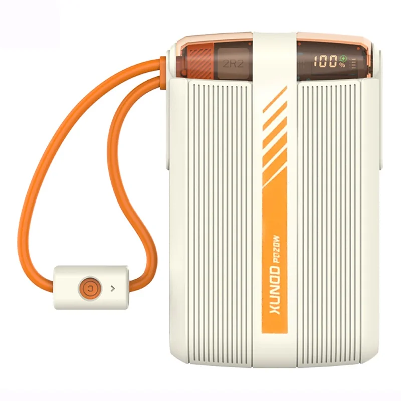 XUNDD XDCH-068 PD 20W 10000mAh Batteria Esterna Power Bank Display Digitale per Telefono con Cavo Type-C / 8Pin - Beige