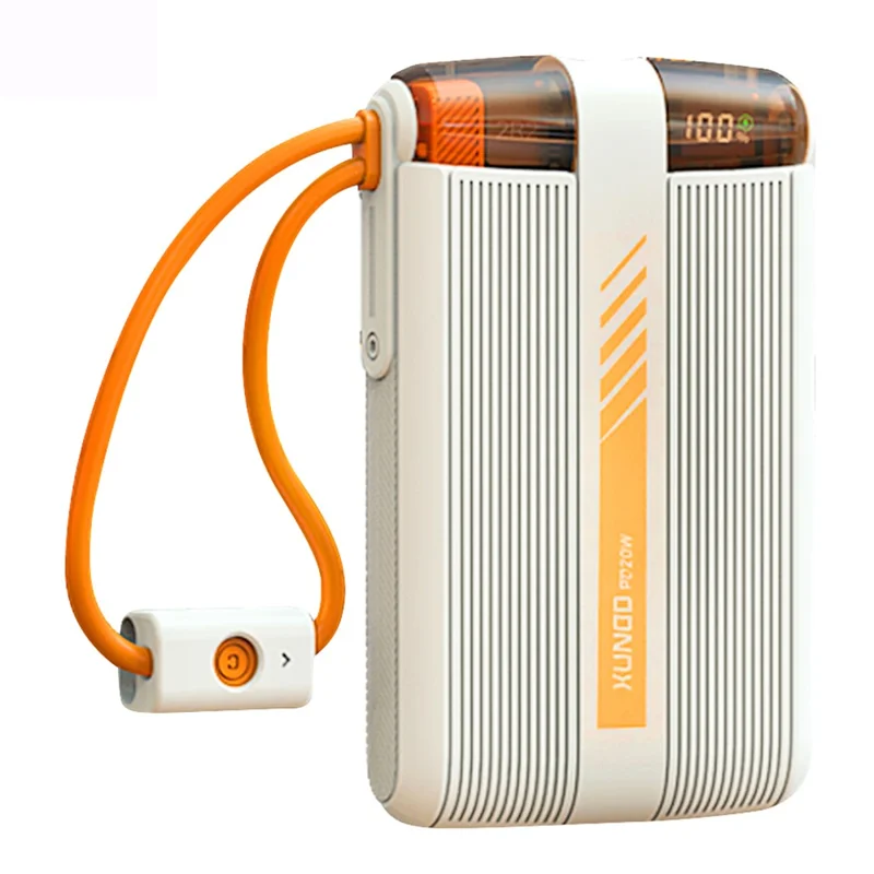 XUNDD XDCH-068 PD 20W 10000mAh Batteria Esterna Power Bank Display Digitale per Telefono con Cavo Type-C / 8Pin - Beige