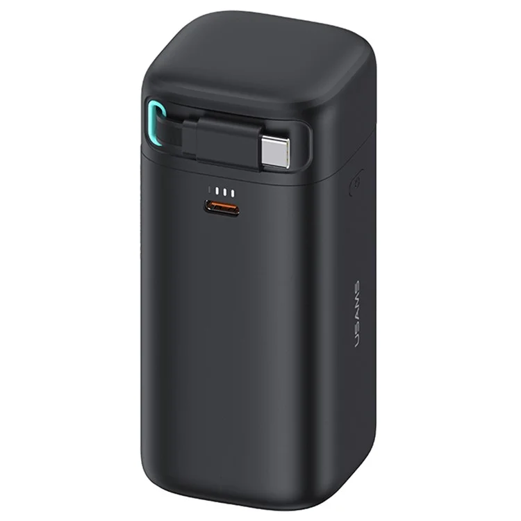 USAMS US-CD216 PD 45W Power Bank Dual Type-C 18000mAh Power Station with Retractable Magnetic Cable - Black