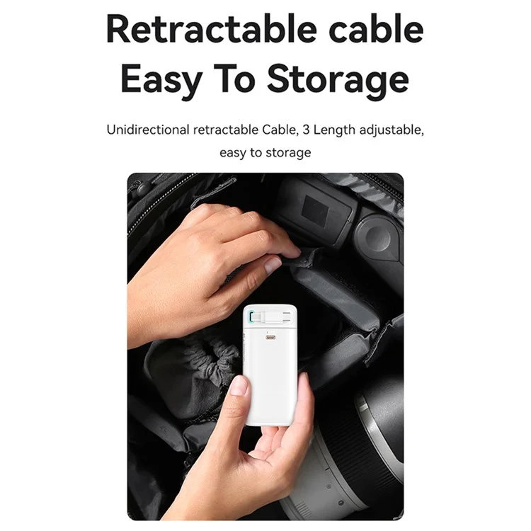 USAMS US-CD216 PD 45W Power Bank Dual Type-C 18000mAh Power Station with Retractable Magnetic Cable - Black