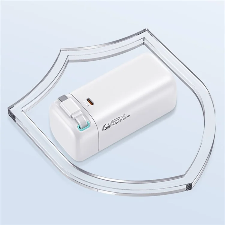 USAMS US-CD216 PD 45W Power Bank Dual Type-C 18000mAh Power Station with Retractable Magnetic Cable - Black