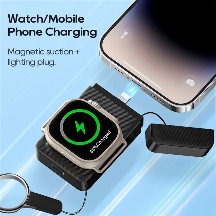 KUULAA KL-YD52 For Apple Watch 1500mAh Power Bank Magnetic Wireless Charger - Black