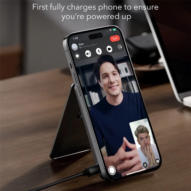 ESR HaloLock 5000mAh Magnetic Wireless Power Bank 3-in-1 Phone Stand Card Case Battery Pack - Black