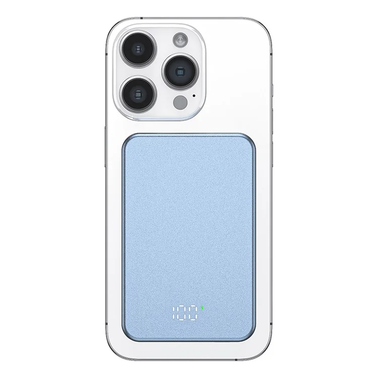 C11 10000mAh Aluminum Alloy Power Bank Portable 15W Magnetic Wireless Charger - Blue