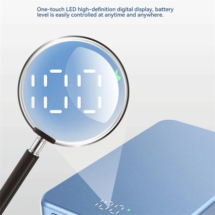 C11 10000mAh Aluminum Alloy Power Bank Portable 15W Magnetic Wireless Charger - Blue