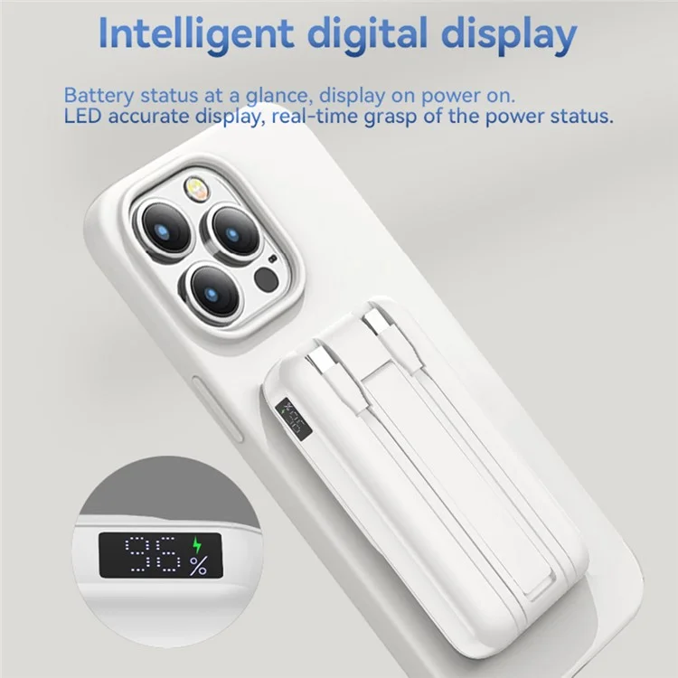 S10 10000mAh Power Bank per Telefono Carica Wireless Magnetica con Cavo Type-C / 8Pin - Nero