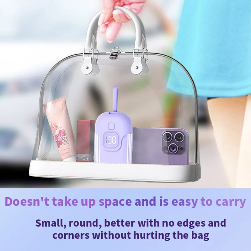 D07 10000mAh 22.5W Power Bank Phone External Battery with Built-in Cable - White / 8Pin Cable