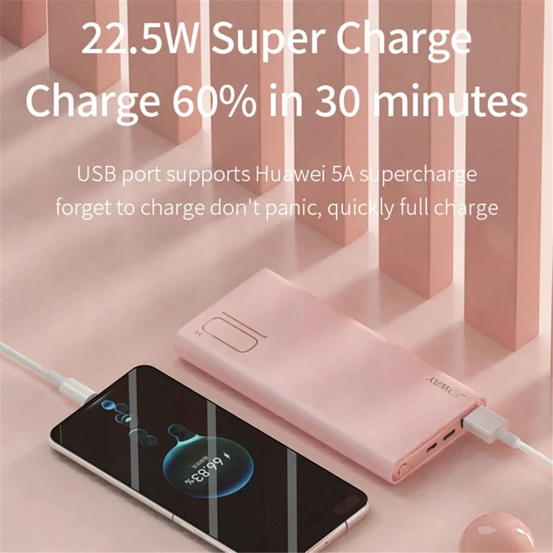JOWAY JP310 10000mAh Phone Power Bank PD 20W Fast Charging Battery Charger - White