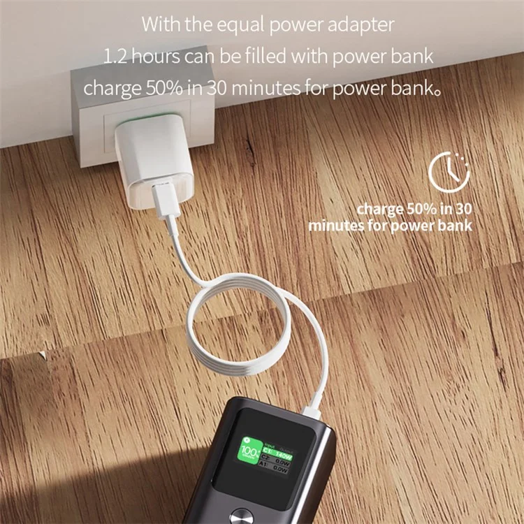 JOWAY JP316 27000mAh PD 140W Fast Charging Power Bank Affichage numérique Batterie externe pour téléphone - Gris foncé