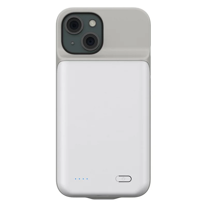 For iPhone 15 6800mAh Battery Case Rechargeable Charging Backup Cover - White