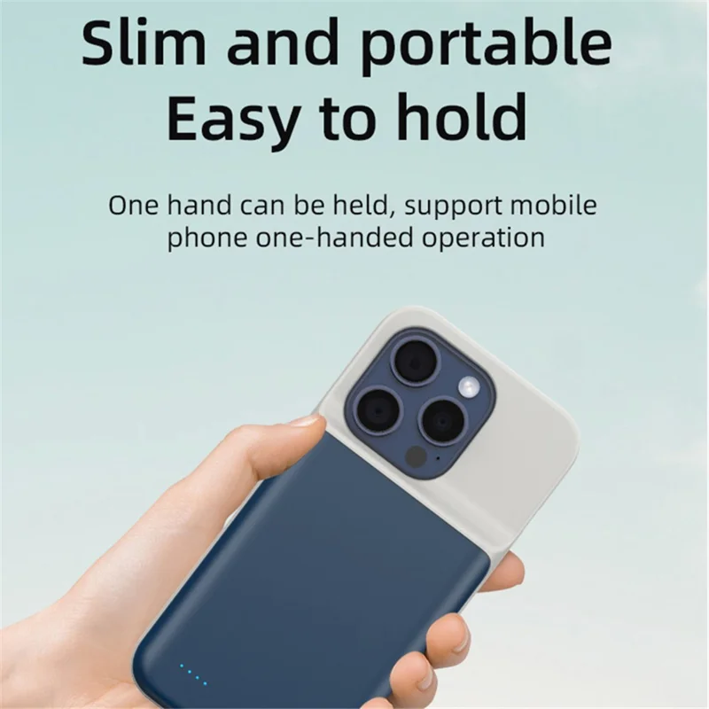 For iPhone 15 6800mAh Battery Case Rechargeable Charging Backup Cover - White