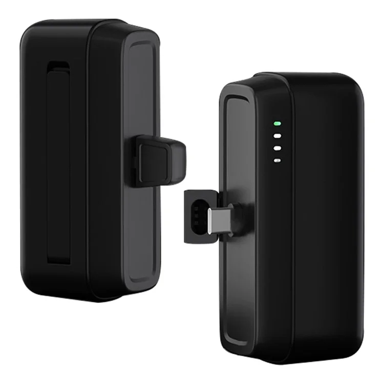 T160 5000mAh Mini Pocket Power Bank 2.1A Phone Charger Mini Battery Pack - Black  /  Type-C