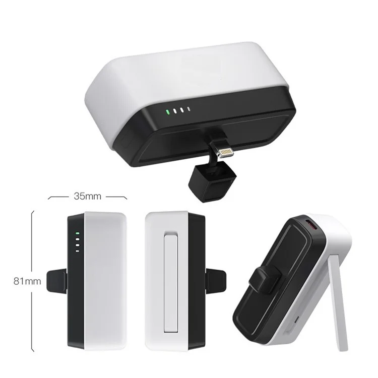 T160 5000mAh Mini Pocket Power Bank 2.1A Phone Charger Mini Battery Pack - Black  /  Type-C