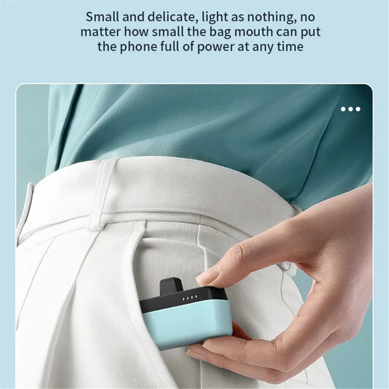 T160 5000mAh Mini Pocket Power Bank 2.1A Phone Charger Mini Battery Pack - Blue  /  iP