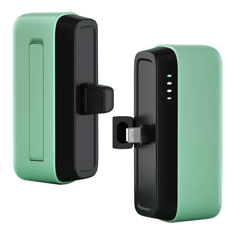 T160 5000mAh Mini Pocket Power Bank 2.1A Phone Charger Mini Battery Pack - Green  /  iP